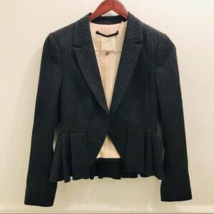 Rebecca Taylor Fit and Flip Jacket 8 blazer navy blue pinstripe wool
